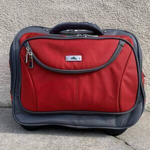 High Sierra Red Nylon Cabin Carry-On Roller Bag Luggage